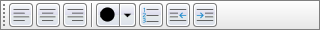 Paragraph toolbar with alignment, bullets and numbering buttons