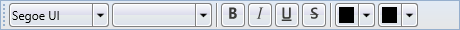 A font toolbar with a branded surface fill and border