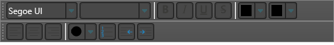 A font toolbar above a paragraph toolbar