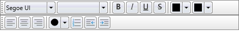 A font toolbar above a paragraph toolbar