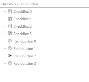 Nodes with checkboxes and radiobuttons